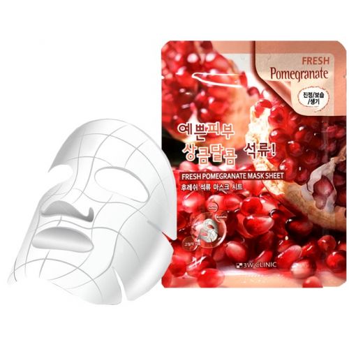 Маска для лица тканевая с экстрактом граната 3W Clinic Fresh Pomegranate Mask Sheet, 23 мл