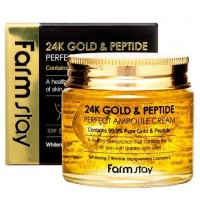 Ампульный крем для лица с золотом и пептидами Farmstay 24K Gold Peptide Perfect Ampoule Cream, 80 мл