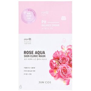 Маска для лица с розой 2-ступенчатая JUN:COS 5 in 1 Rose Aqua Skin Clinic Mask, 27 гр